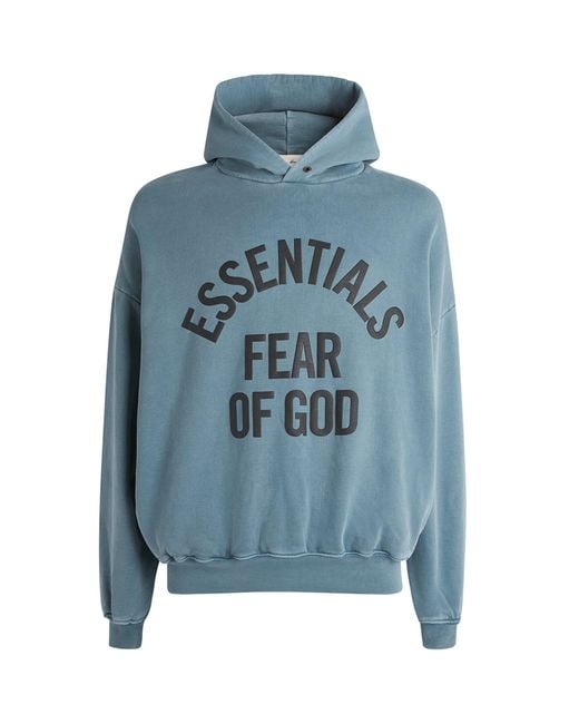Fear Of God Blue Cotton Logo Campus 90S Hoodie for men