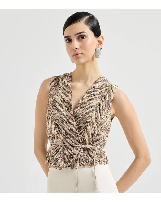 Brunello Cucinelli Natural Knitted Sequin Vest