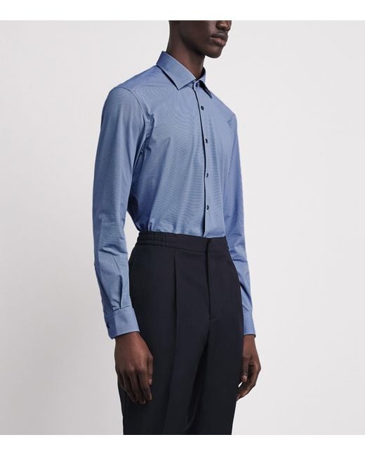 Pal Zileri Blue Jacquard Micro-Pattern Shirt for men