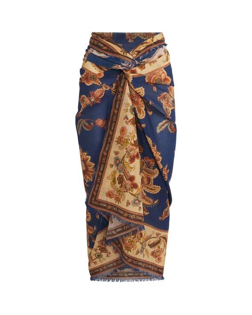 Zimmermann Blue Cotton Printed Pareo