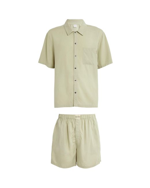 Calvin Klein Gray Pyjama Shirt And Shorts Set for men
