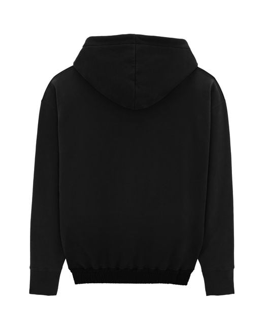 Saint Laurent Black Cotton Embroidered Logo Hoodie for men