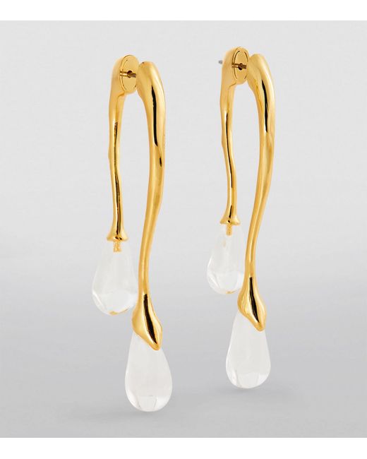 Alexis Metallic Gold Plated And Lucite Front-back Double Drop Earrings