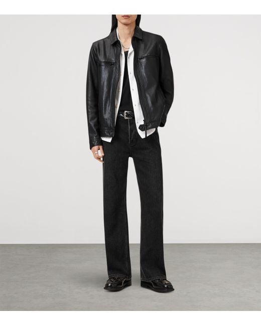 AllSaints Black Leather Luck Jacket for men