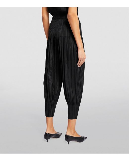 Pleats Please Issey Miyake Black Fluffy Basics Tapered Trousers