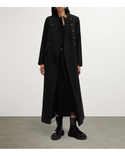 AllSaints Black Wool-Blend Blaize Coat