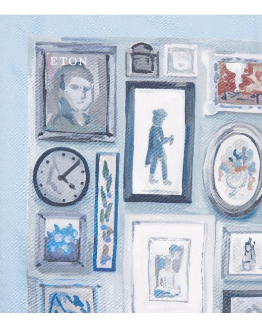 Eton of Sweden Blue Silk Portrait Pocket Square for men