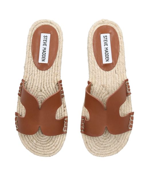 Steve Madden Brown Leather Cheer Up Flat Espadrilles