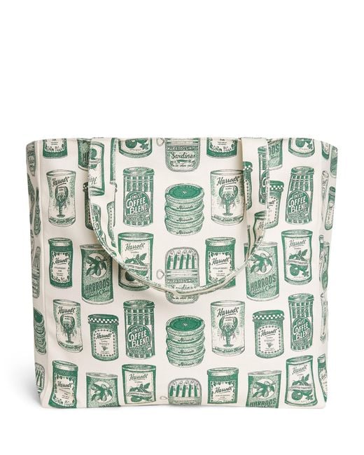 Harrods Green Cotton Canvas Packaging Tote Bag