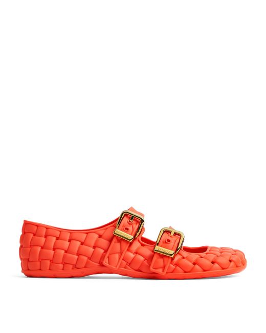 Bottega Veneta Amy Mary Jane Flats in Red | Lyst