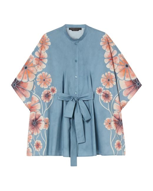 Marina Rinaldi Blue X Maccapani Cotton Printed Astro Blouse