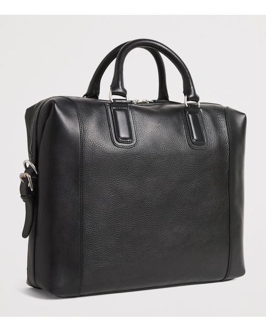 Officine Creative Black Leather Jules Briefcase for men