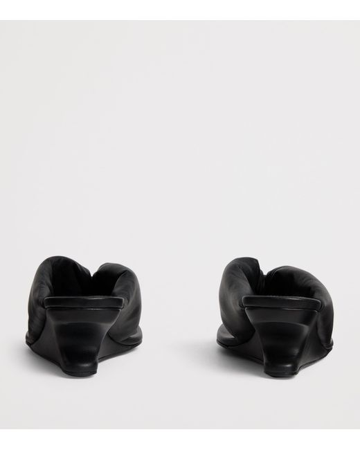 Rick Owens Black Leather Thong Wedge Sandals 60