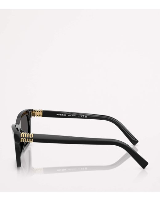 Miu Miu Black Acetate Rectangular Sunglasses