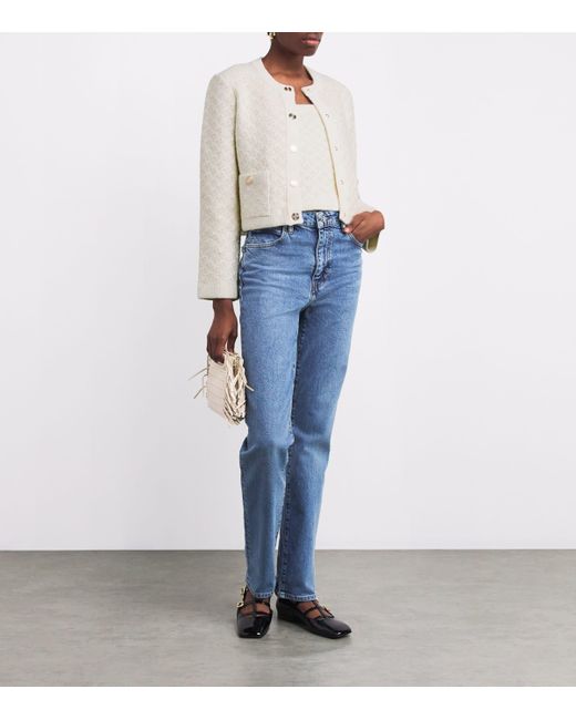 Maje White Tweed-Effect Crop Top