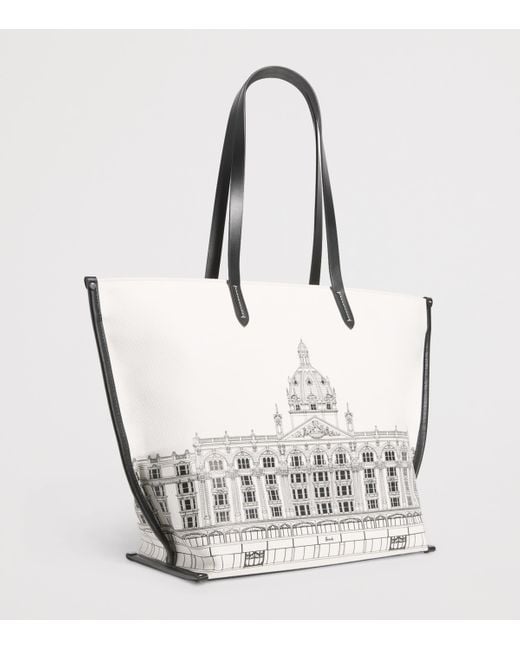 Harrods White Building Landscape Shopper Bag
