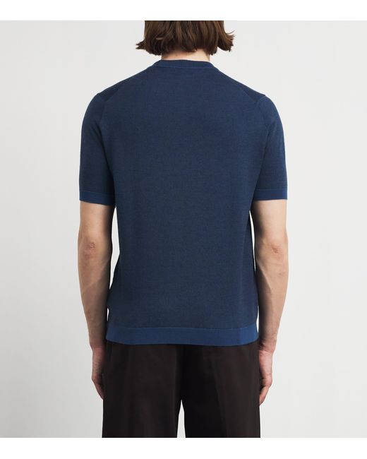 John Smedley Blue Merino Wool Roderick T-Shirt for men