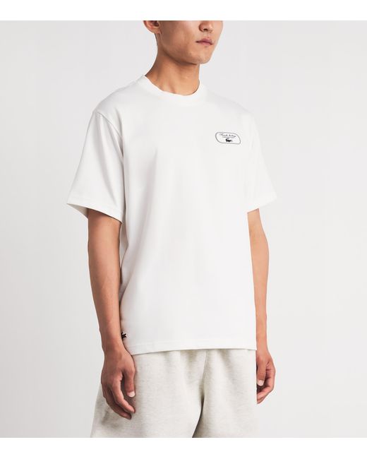 Lacoste White Ultra Dry Tennis Heritage Graphic T-Shirt for men