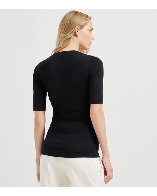 Brunello Cucinelli Black Stretch-Cotton Monili-Detail T-Shirt