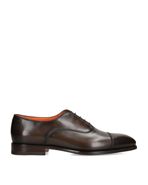 Santoni Brown Leather Adrian Blake Oxford Shoes for men