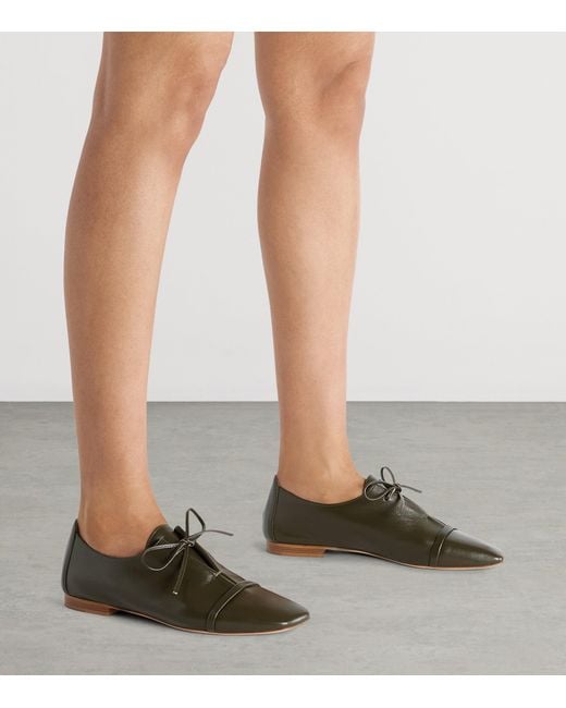 Malone Souliers Green Nappa Leather Lace-Up Jean Flats