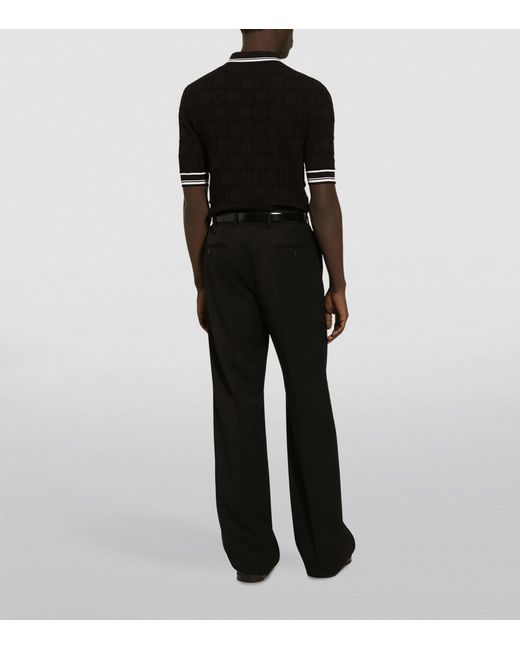 Dolce & Gabbana Black Silk-blend Polo Shirt for men
