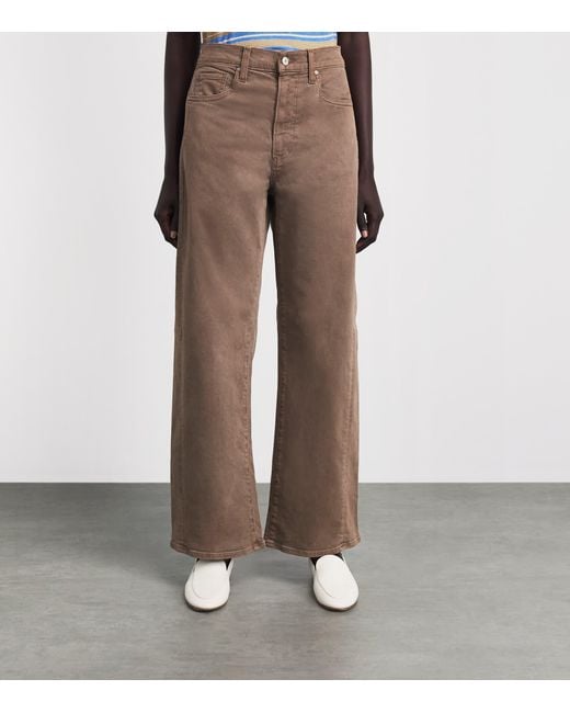 PAIGE Brown Arellia Skimmer High-Rise Wide-Leg Jeans