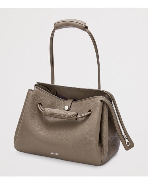 Loewe Brown Large Grained Leather Madrid Shoulder Bag