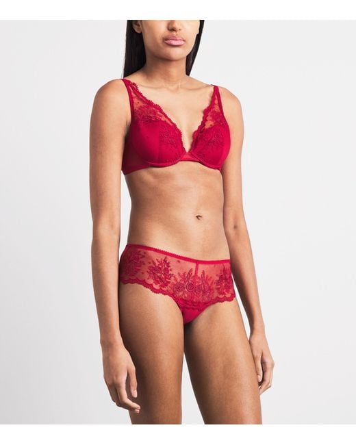 Simone Perele Red Lace Intrigue Plunge Push-Up Bra