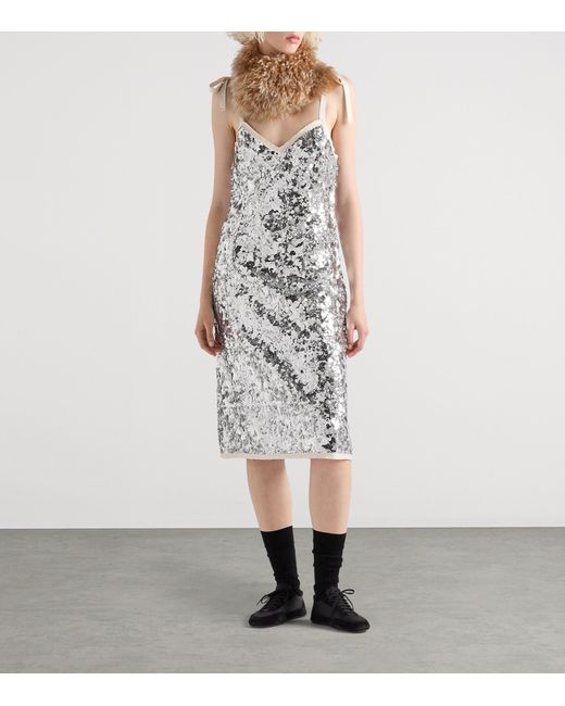 Prada White Sequin-Embellished Mini Dress