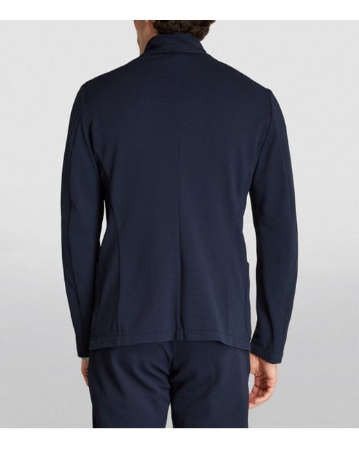Emporio Armani Blue Nehru-Collar Blazer for men
