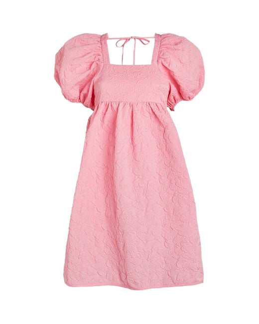 CECILIE BAHNSEN Pink Matelassé Tilde Mini Dress