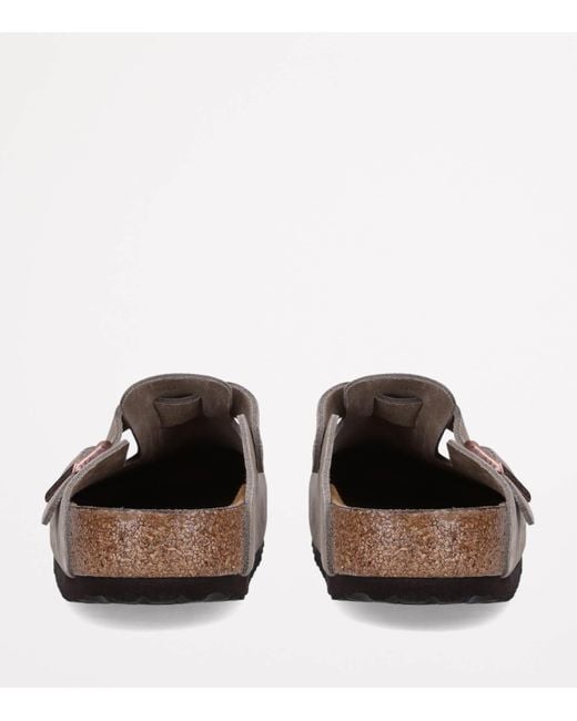 Birkenstock Gray Suede Boston Clogs for men