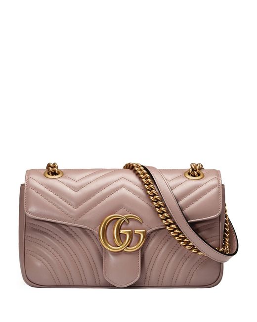 Gucci Brown Small Leather Marmont Matelassé Cross-body Bag