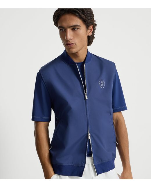 Brunello Cucinelli Blue Technical Crest Gilet for men