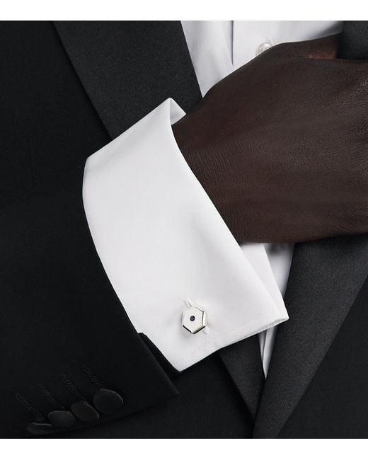 Deakin & Francis White Sterling, Sapphire And Mother-Of-Pearl Cufflinks for men