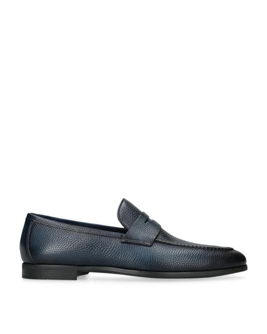 Magnanni Shoes Blue Leather Diezma Ii Loafers for men