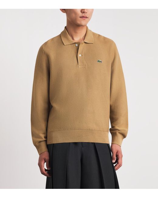 Lacoste Brown Cotton Piqué Polo Sweatshirt for men