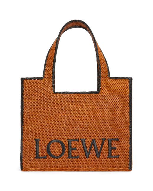 Loewe Brown X Paula's Ibiza Large Raffia Font Tote Bag