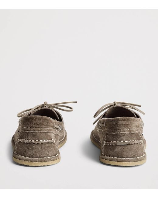 AMI Brown Suede Boat Shoes for men