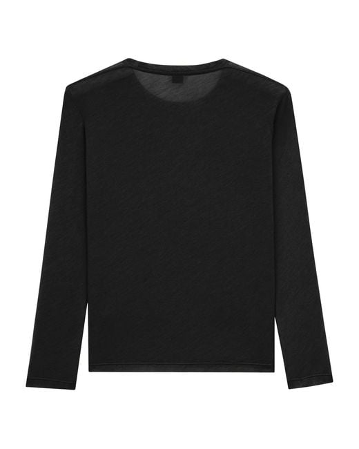 Saint Laurent Black Cashmere-Silk Long-Sleeve T-Shirt