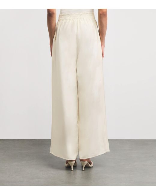 LeKasha White Silk Pamir Wide-Leg Trousers
