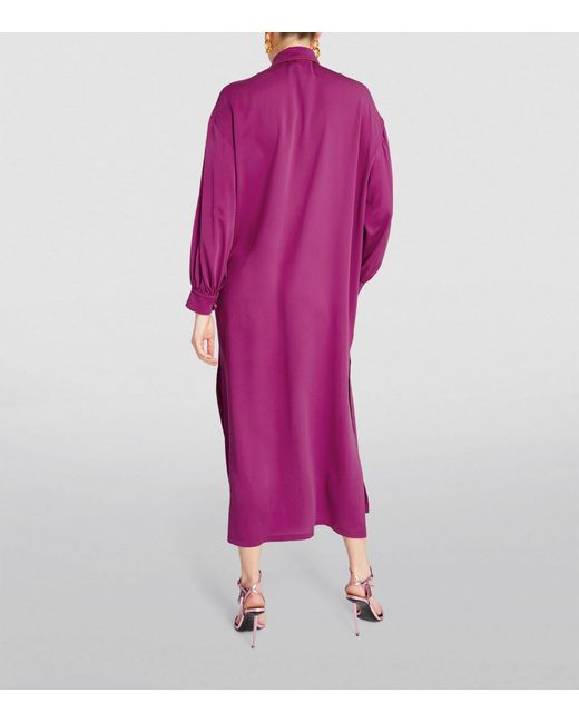 Max Mara Purple Silk Midi Shirt Dress