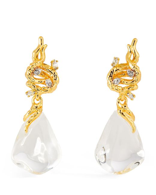 Alexis Metallic Small Gold Plated And Lucite Liquid Vine Raindrop Earrings