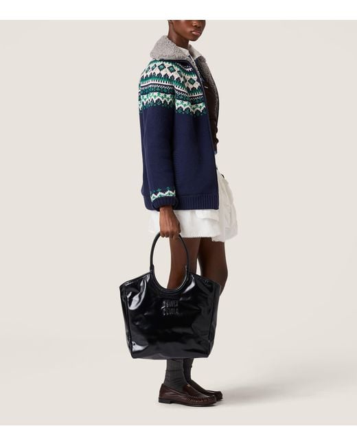 Miu Miu Black Leather Ivy Top-Handle Bag