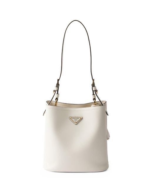 Prada White Medium Leather Shoulder Bag