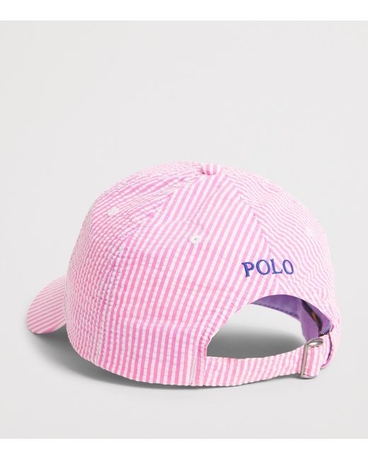 Polo Ralph Lauren Pink Seersucker Stripe Polo Pony Cap for men