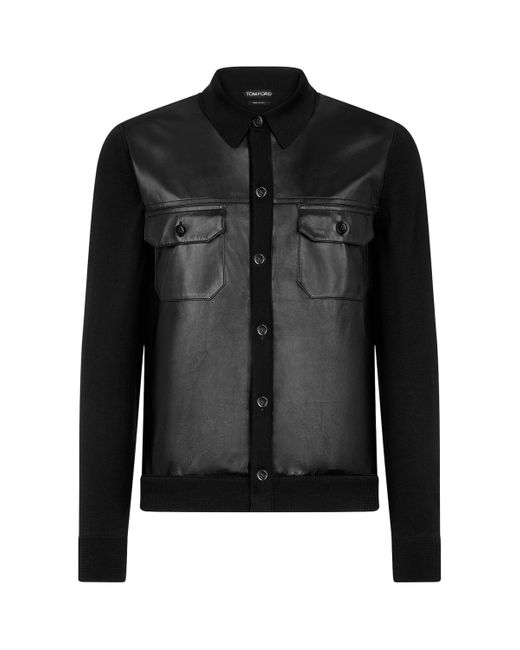 Tom Ford Black Leather-Wool Shirt for men