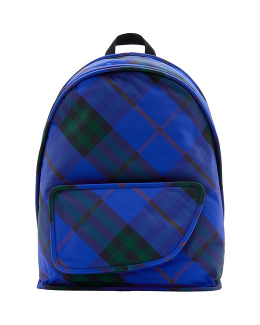 Burberry Blue Check Shield Backpack for men