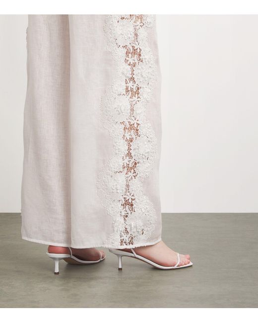 Zimmermann White Linen Lace-detail Halliday Trousers